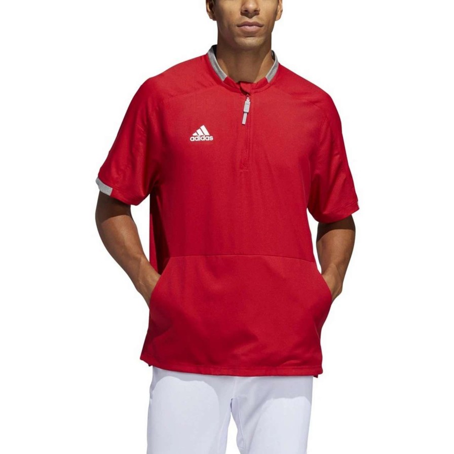 Apparel * | Adidas Fielder'S Choice 2.0 1/4 Zip Cage Jacket Power Red/Core Heather