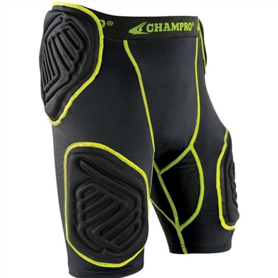 Football * | Champro Bull Rush Integrated 5 Piece Girdle, Graphite/Black/Neon