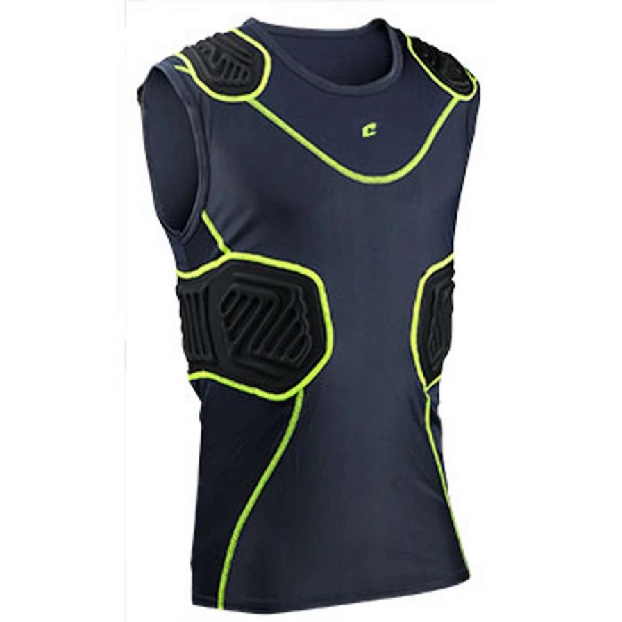 Football * | Bull Rush Compression Padded Shirt Adult, Graphite/Black/Neon