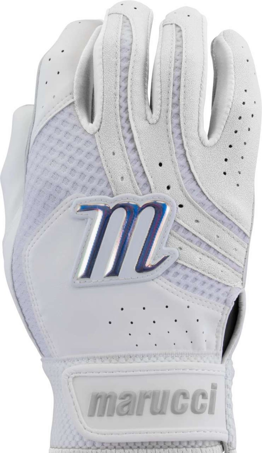 Fastpitch Softball * | Marucci Medallion Fastpitch Batting Gloves | Adult White