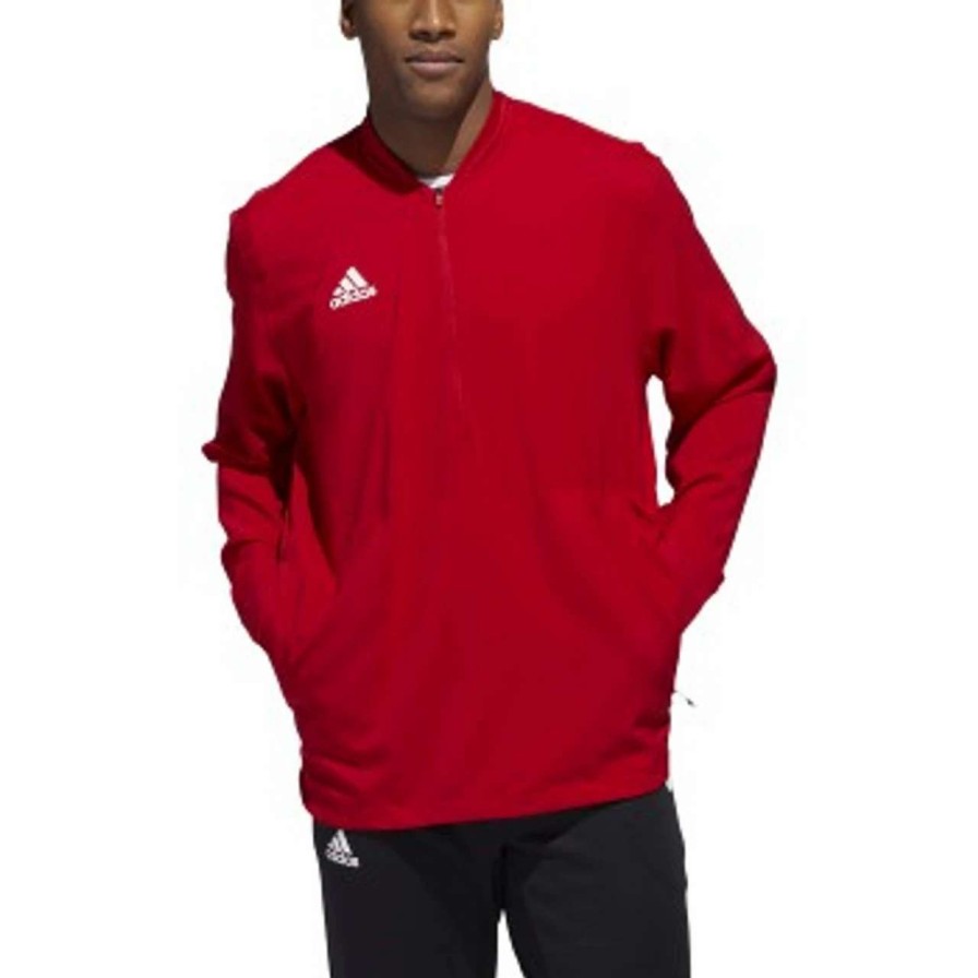 Apparel * | Adidas Ls 1/4 Zip-Red