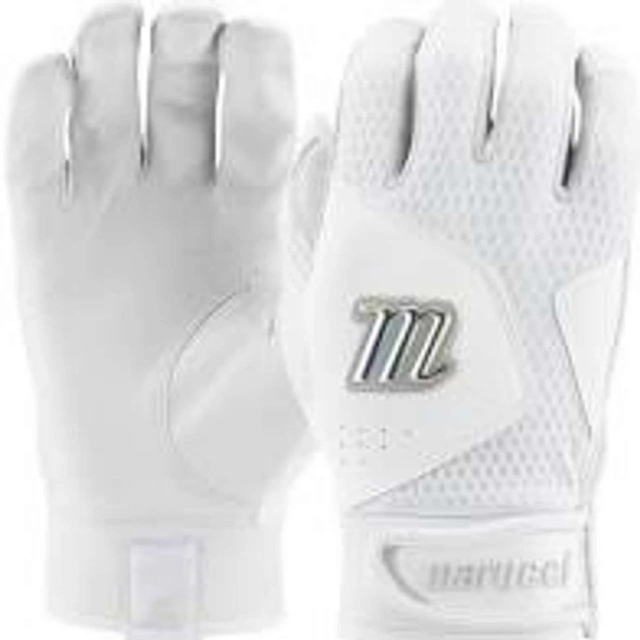 Baseball * | Marucci Badge Batting Gloves | Tball/Coach Pitch White